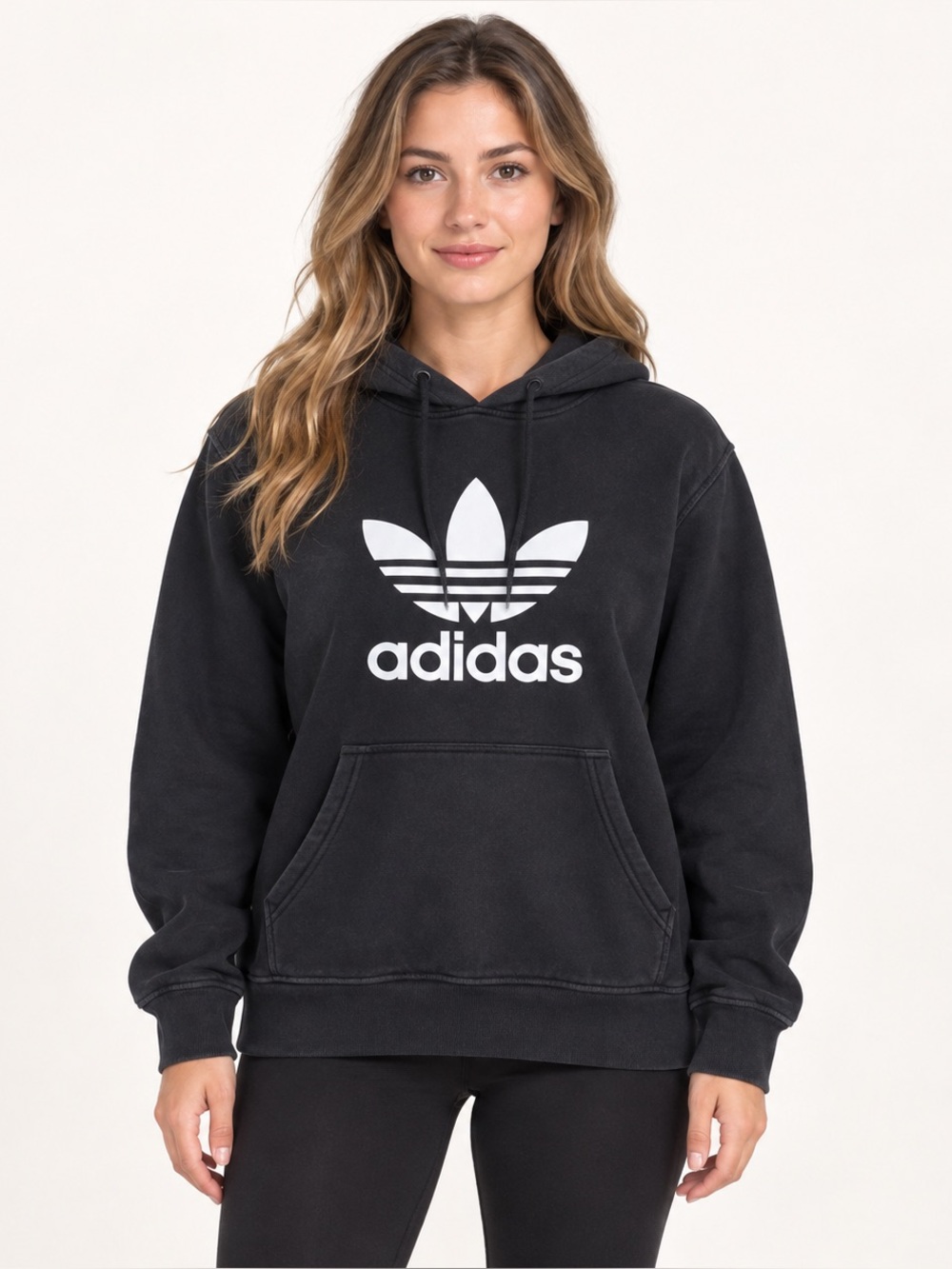 adidas Black Hoodie with White Trefoil Logo